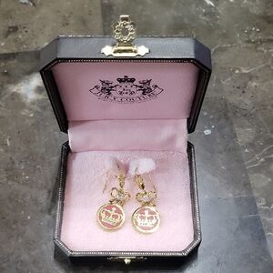 Juicy Couture Gold and Pink Crown Earrings